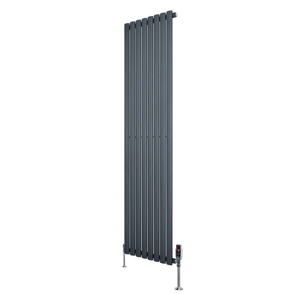 Q-Rax Radiatore Colonna 1800x480 Termosifone Antracite Valvole