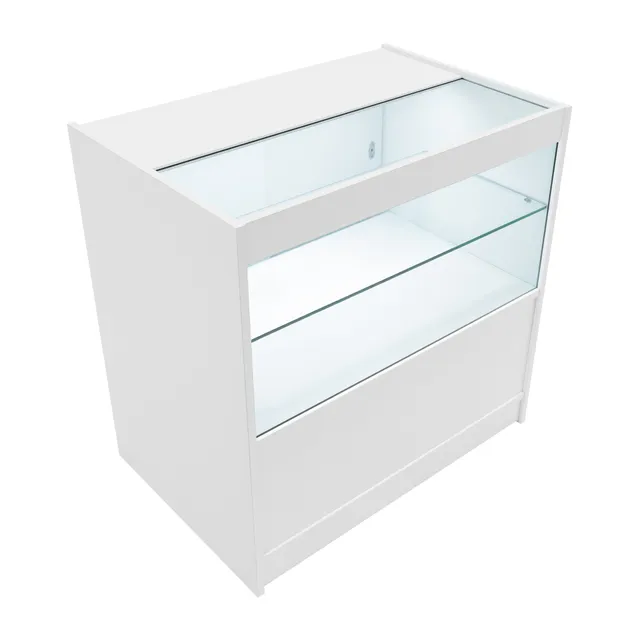 Q-Rax C900 Bancone da Negozio LED Bianco con Vetro