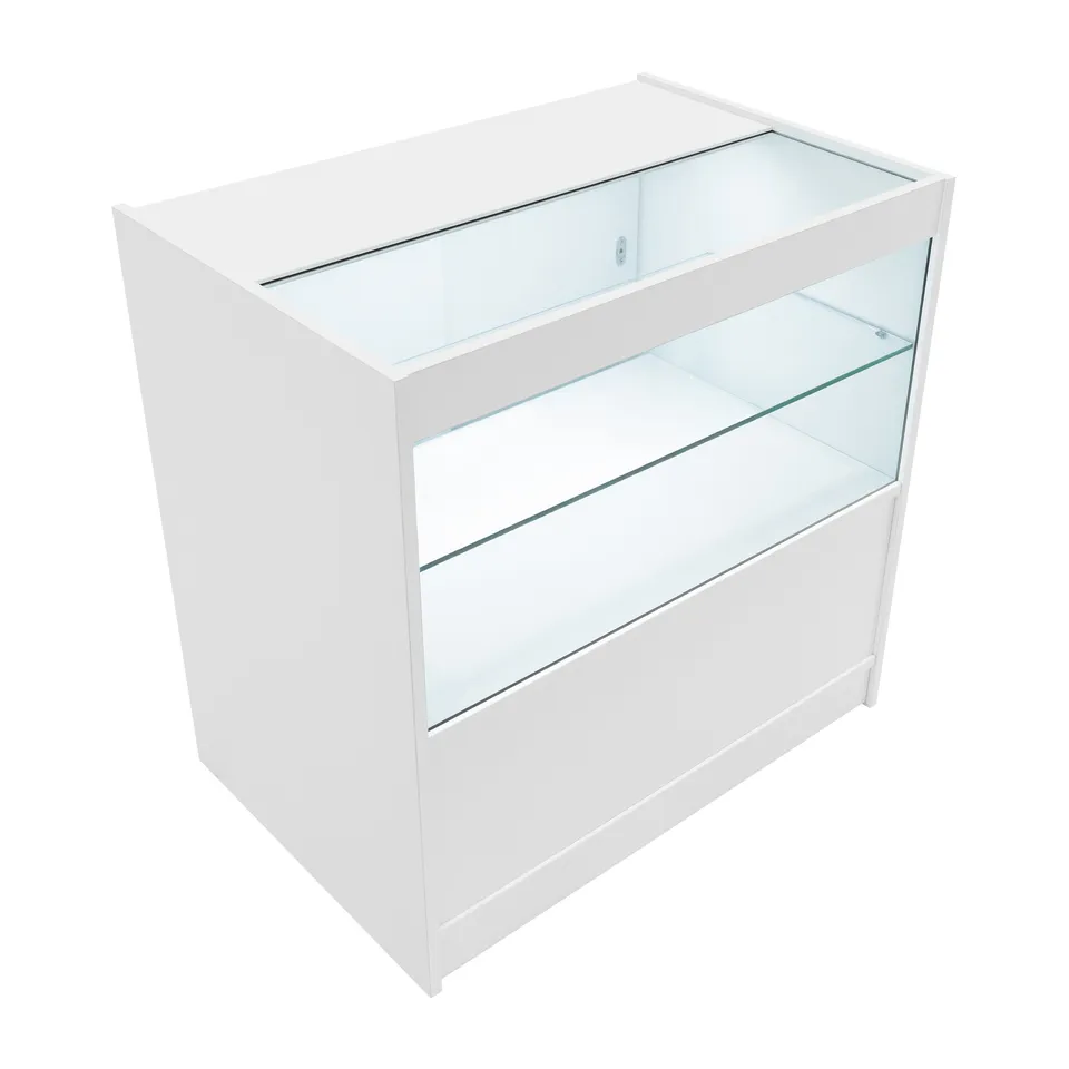 Q-Rax C900 Bancone da Negozio LED Bianco con Vetro