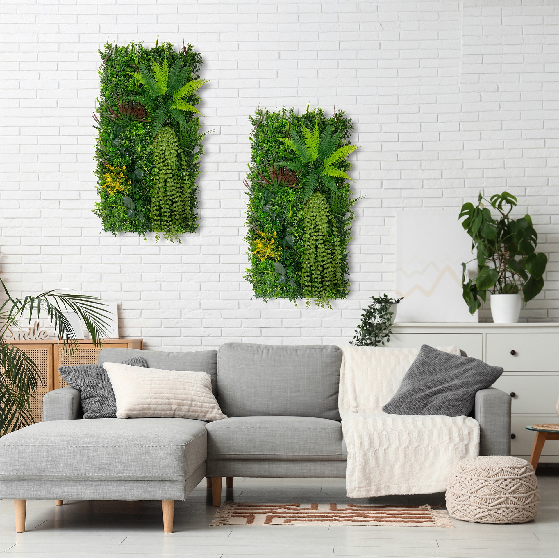 Q-Rax Piastrelle Parete Piante Artificiali 50x100cm 2Pz