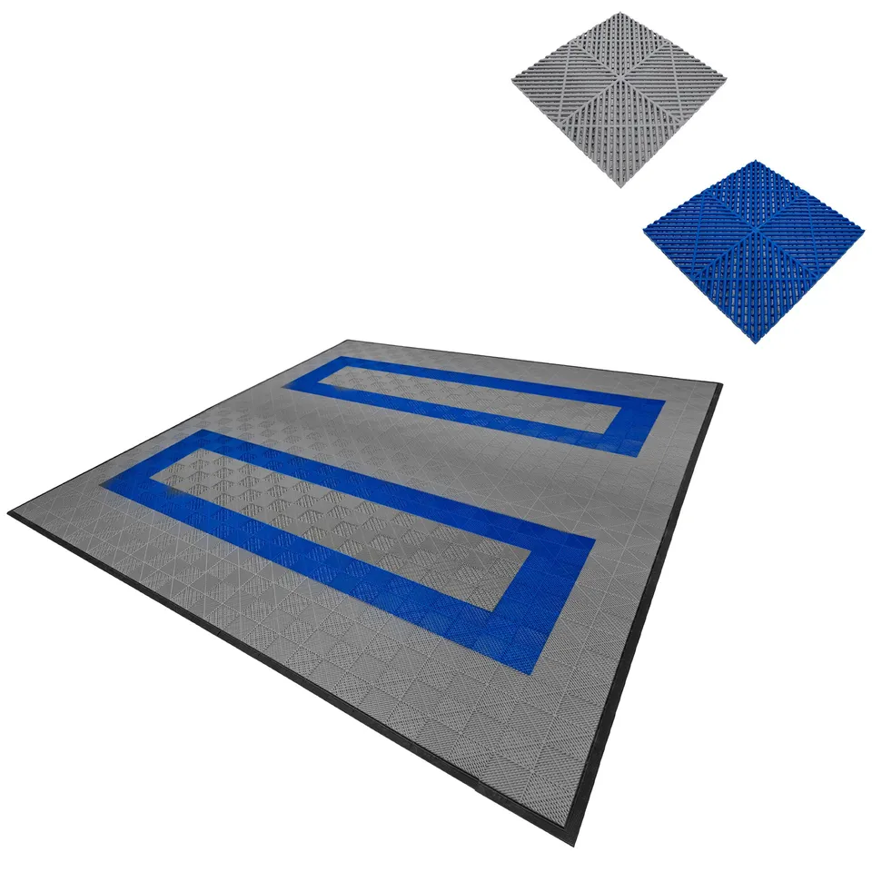 Q-Rax Piastrelle Ventilate Pavimento 6x6m Grigie Blu Antiscivolo