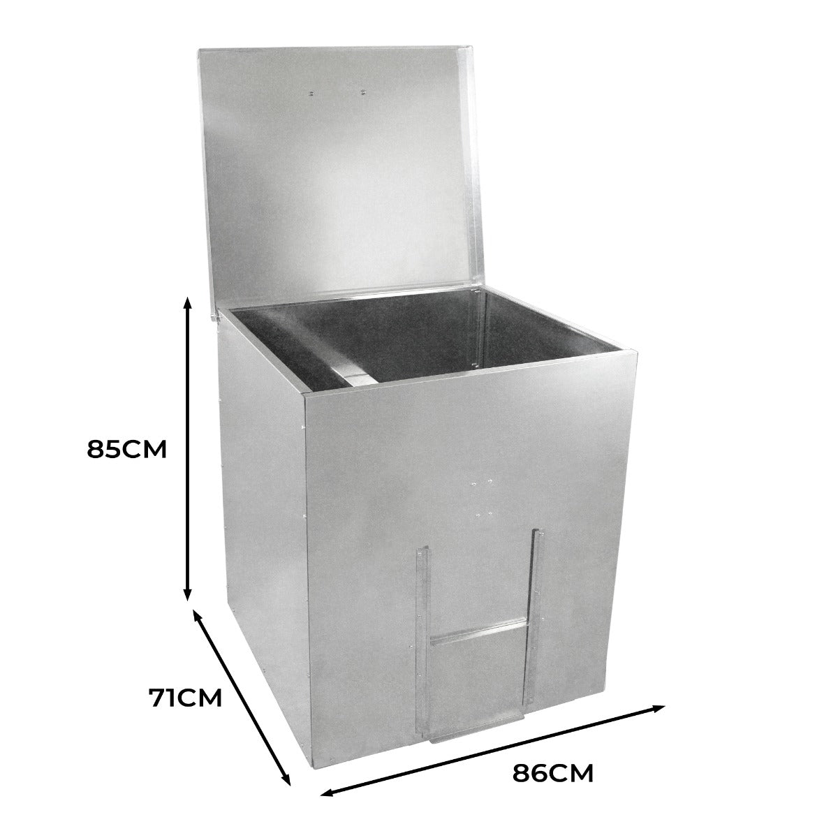 Q-Rax Bidone Carbone Legna 350kg 520L Acciaio Zincato