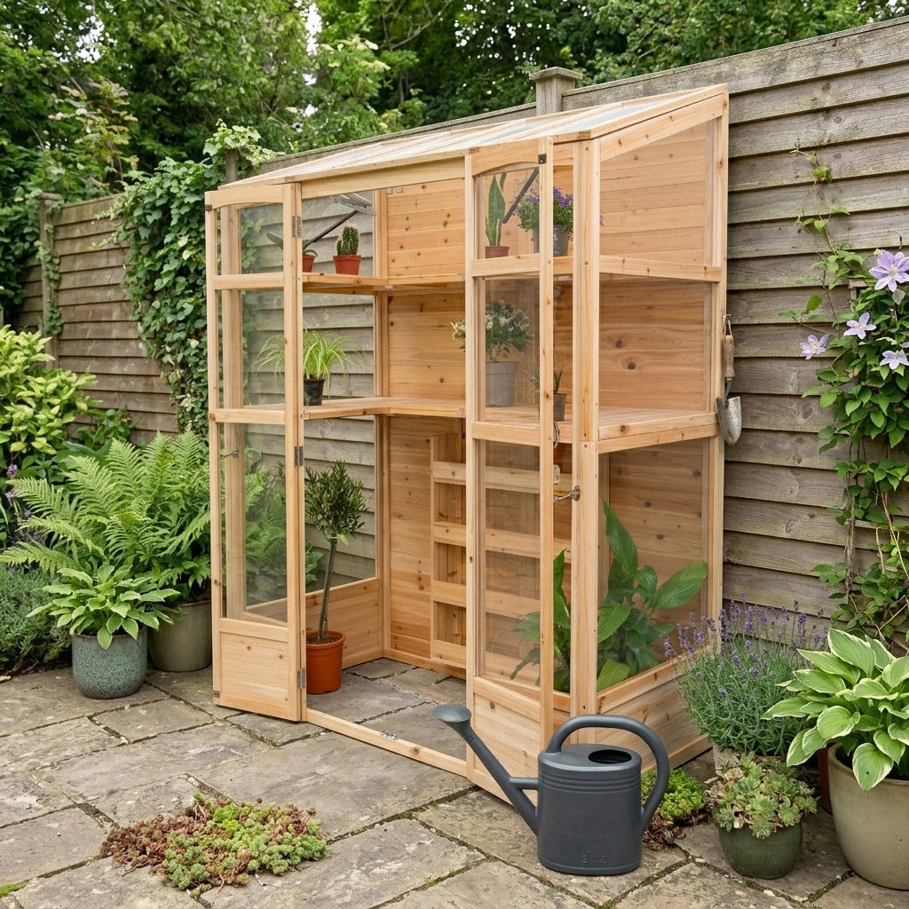 Q-Rax Vittoriana serra giardino legno naturale 152x61