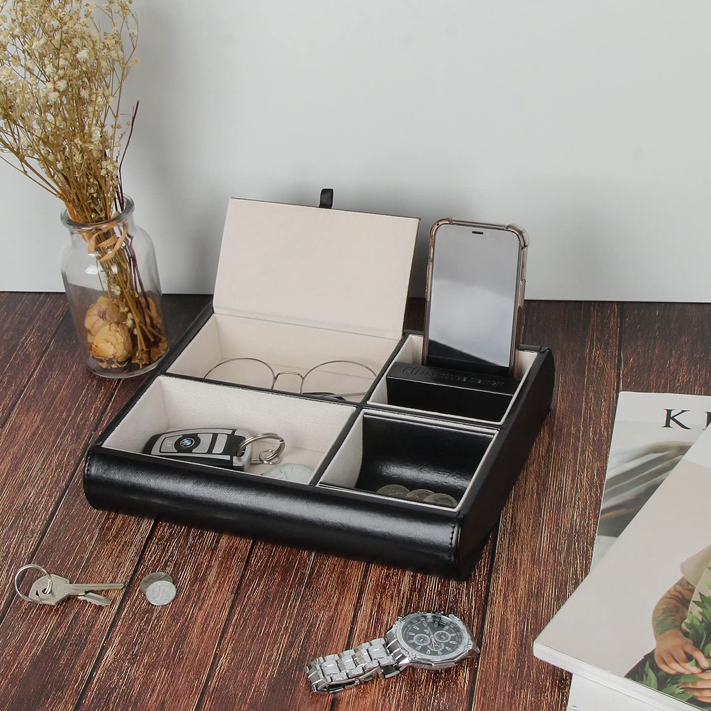 Jackcube Design Dressroom vassoio svuotatasche nero pelle ricarica