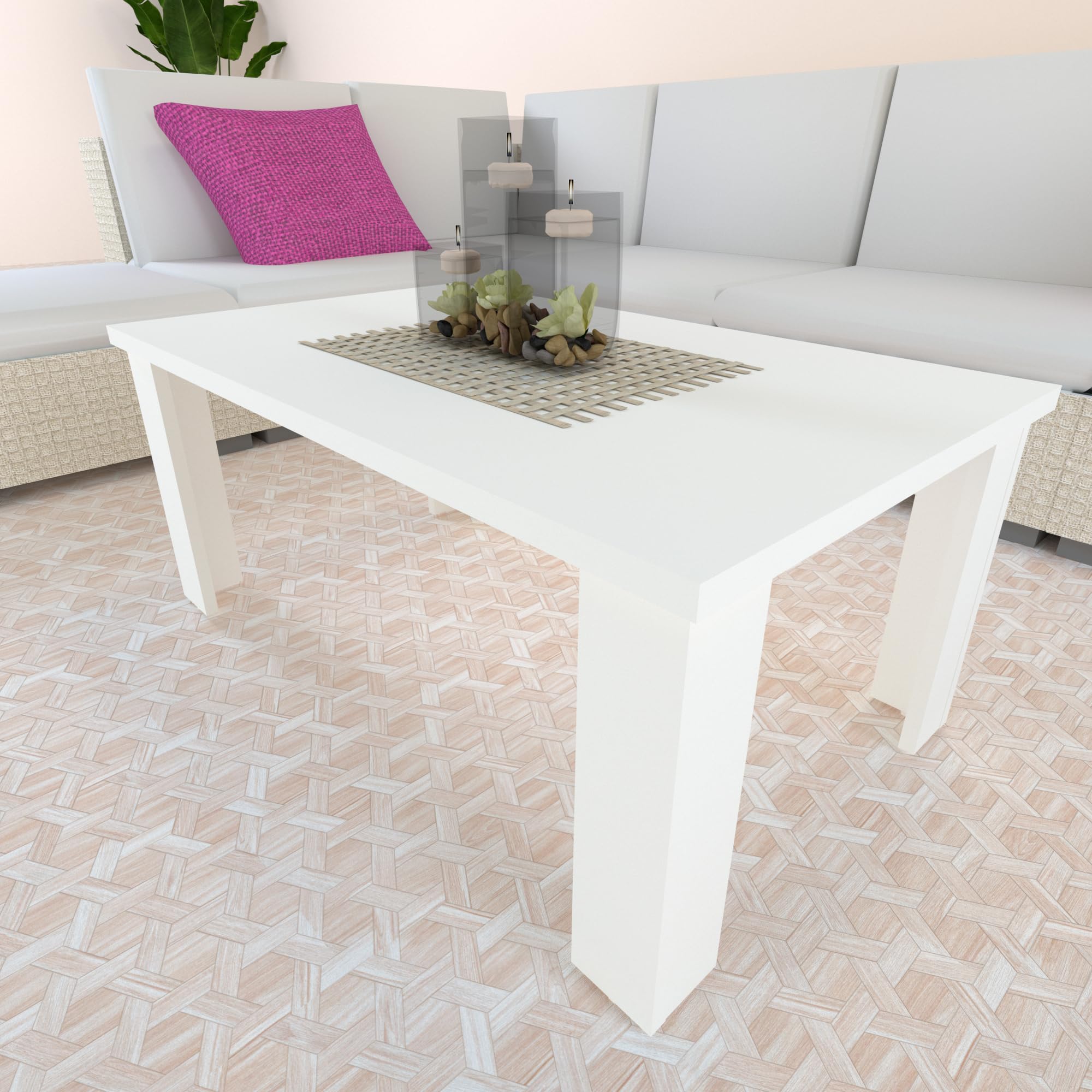 Henor Tavolino 100x60x44 cm Tavolo salotto Bianco moderno