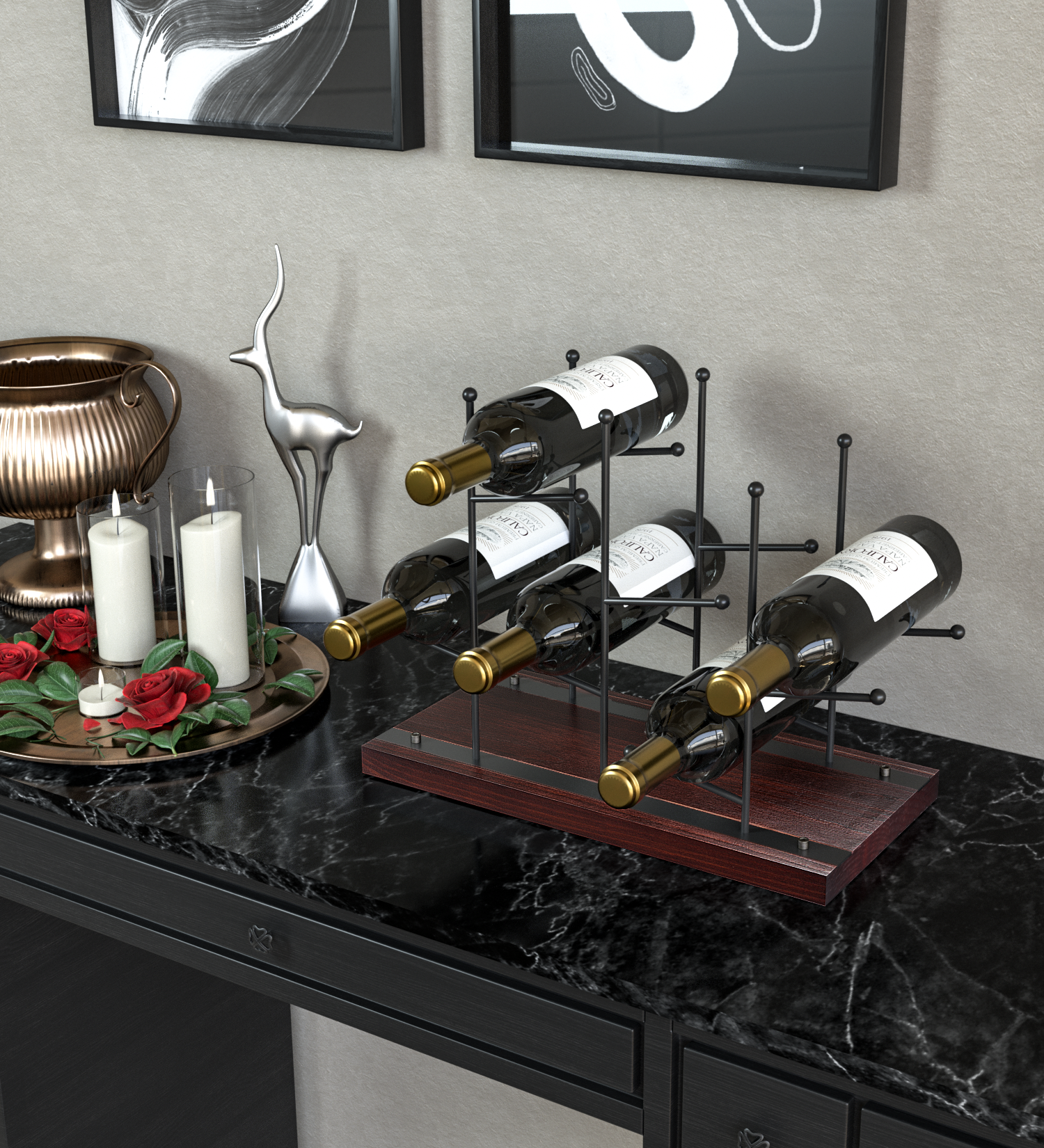 Jackcube Design Kitchen Portavino Metallo 6 Bottiglie