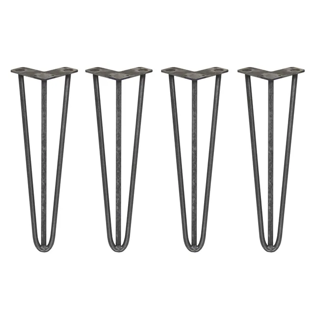 Q-Rax Gambe Per Tavoli Forcina 40,6cm 3 Rebbi Acciaio Naturale 4pz
