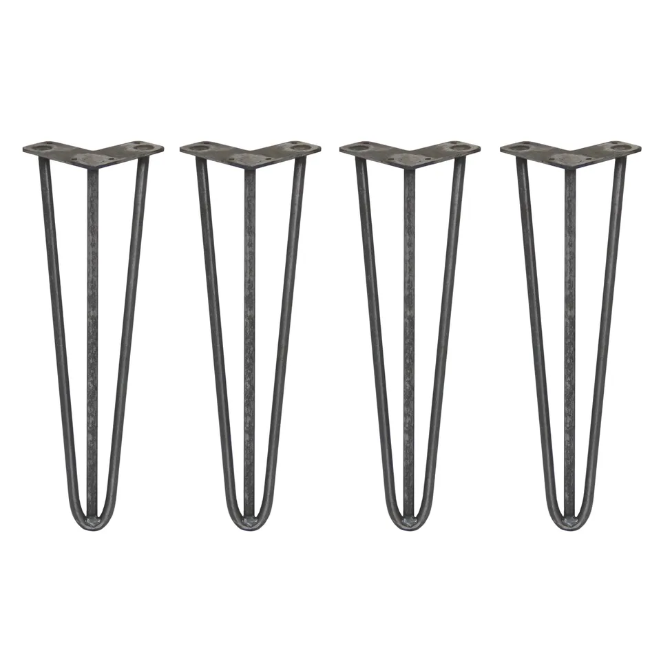 Q-Rax Gambe Per Tavoli Forcina 40,6cm 3 Rebbi Acciaio Naturale 4pz