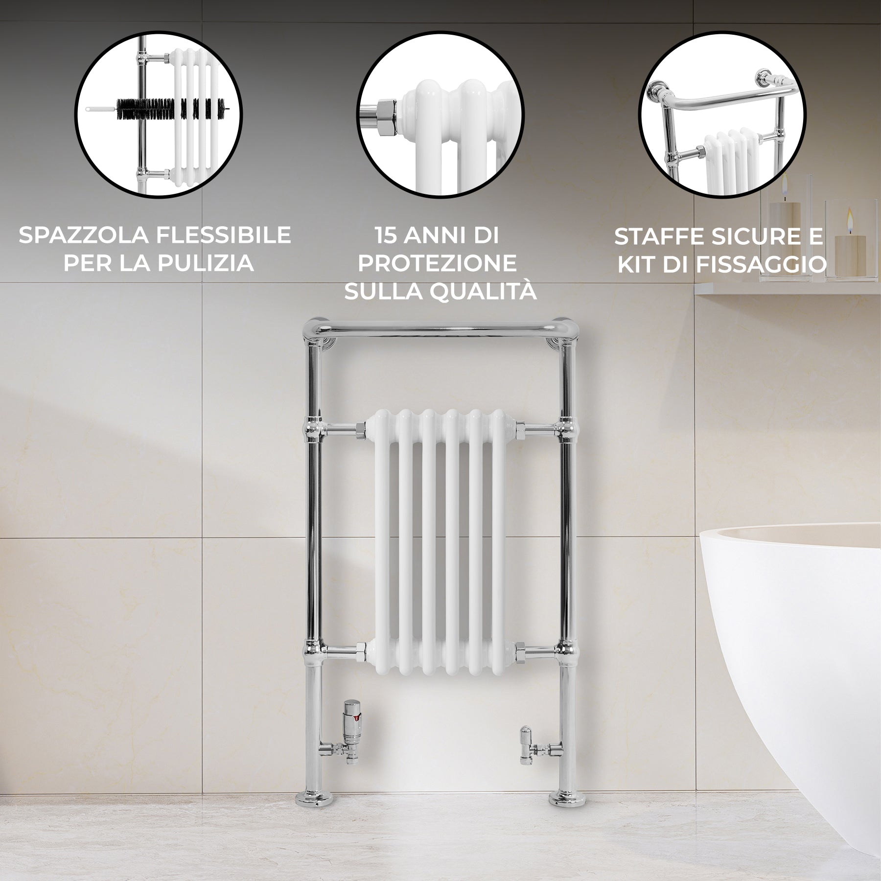 Q-Rax Radiatori Asciugamani scaldasalviette 950x570 bianco