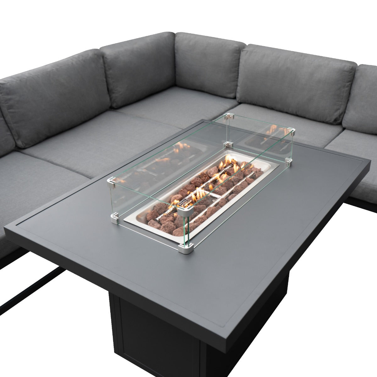 Q-Rax Set Mobili Giardino Componibile 8 Posti con Focolare