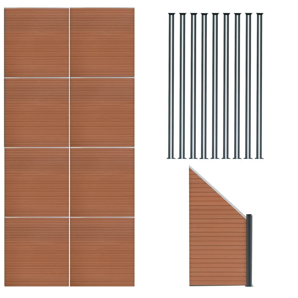 Q-Rax Deposito Set 8 Pannelli Recinzione Marrone LED