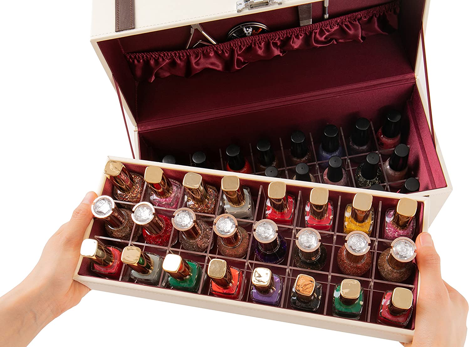 Jackcube Design Makeup & Jewelry Valigetta Smalti 48 Scomparti Avorio