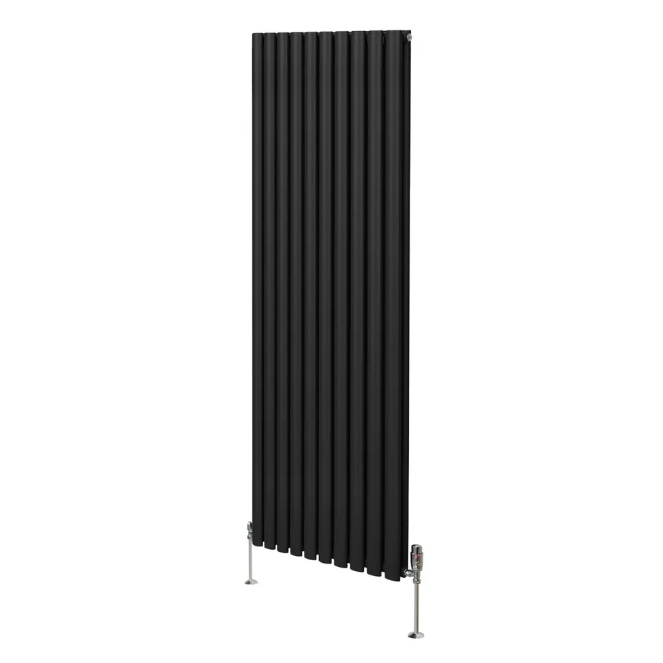 Q-Rax Radiatore colonna ovale 1800x600 nero con valvole