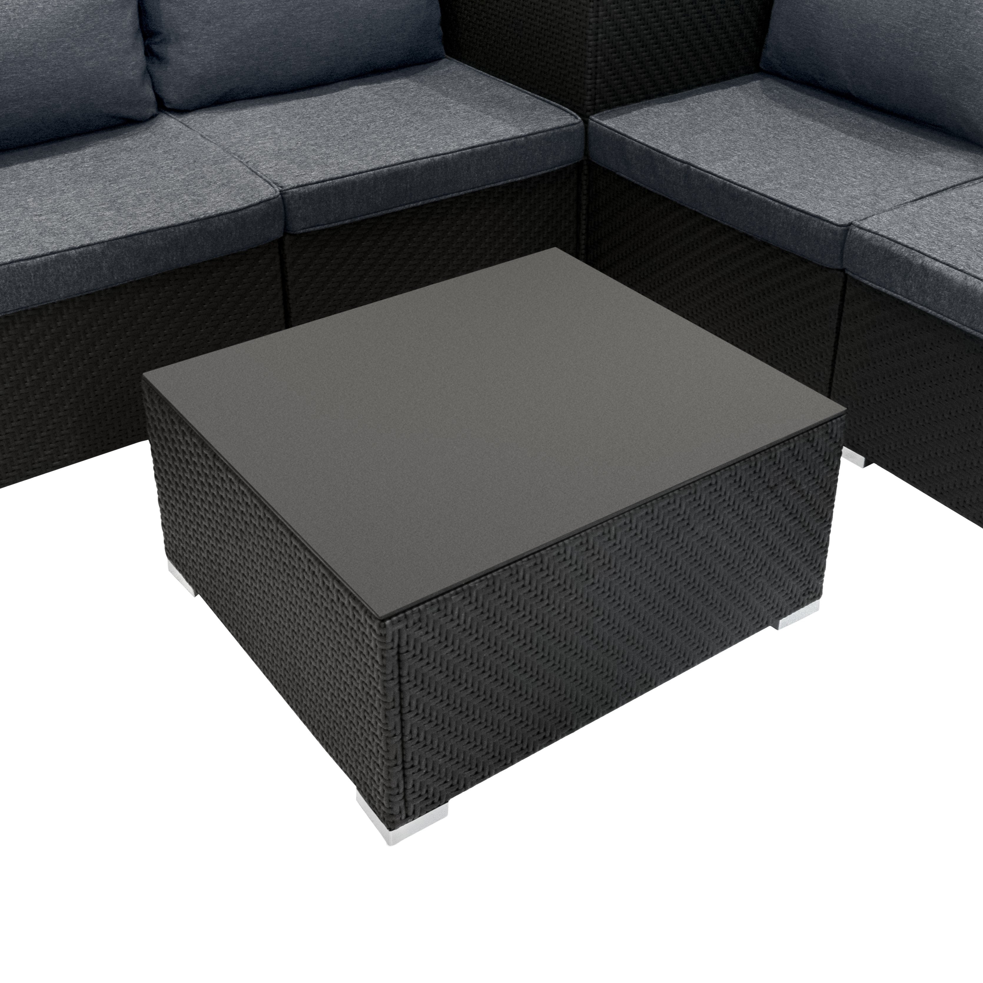 Q-Rax Set Mobili Giardino 6 Pezzi Rattan Nero con Baule