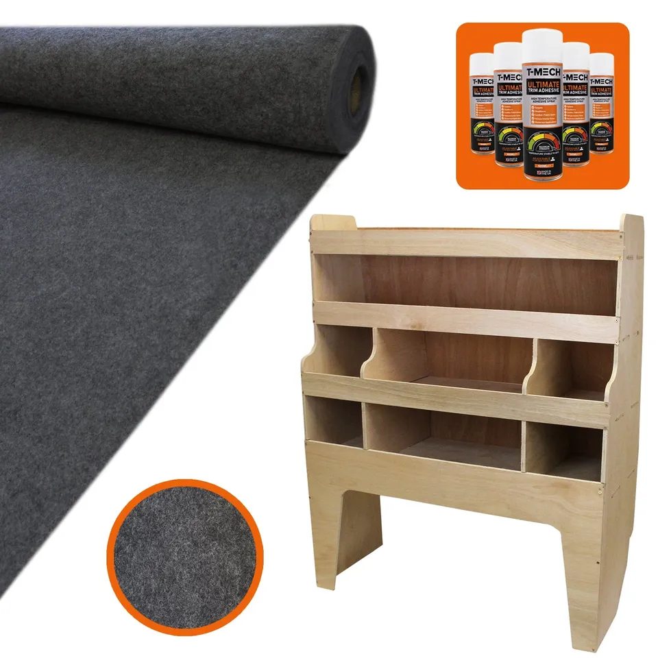 Q-Rax Scaffale Furgone VW Transporter + Moquette Grigia