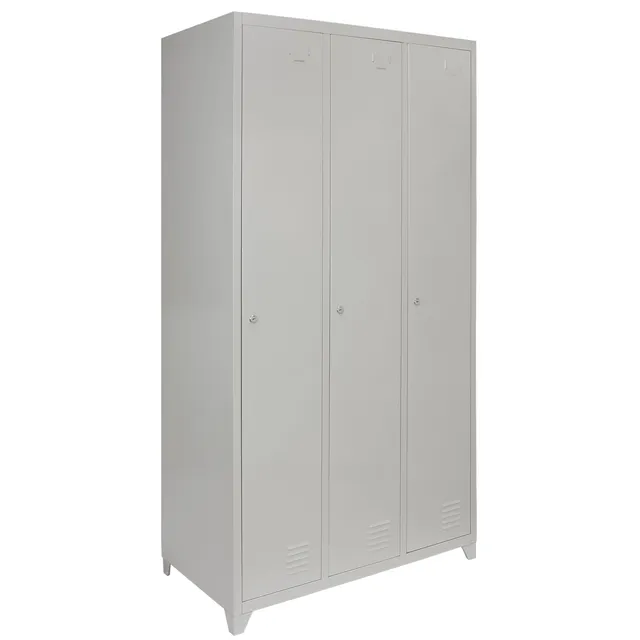 Q-Rax Armadietto 3 Porte Acciaio 90x50x180 cm Grigio