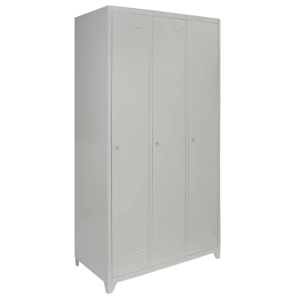Q-Rax Armadietto 3 Porte Acciaio 90x50x180 cm Grigio