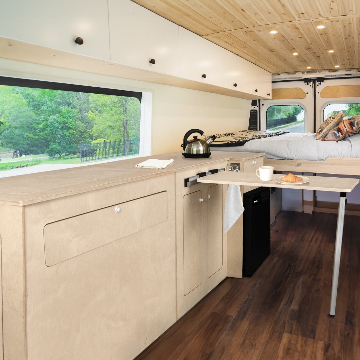 Q-Rax cucina camper van betulla tavolo ribaltabile frigo