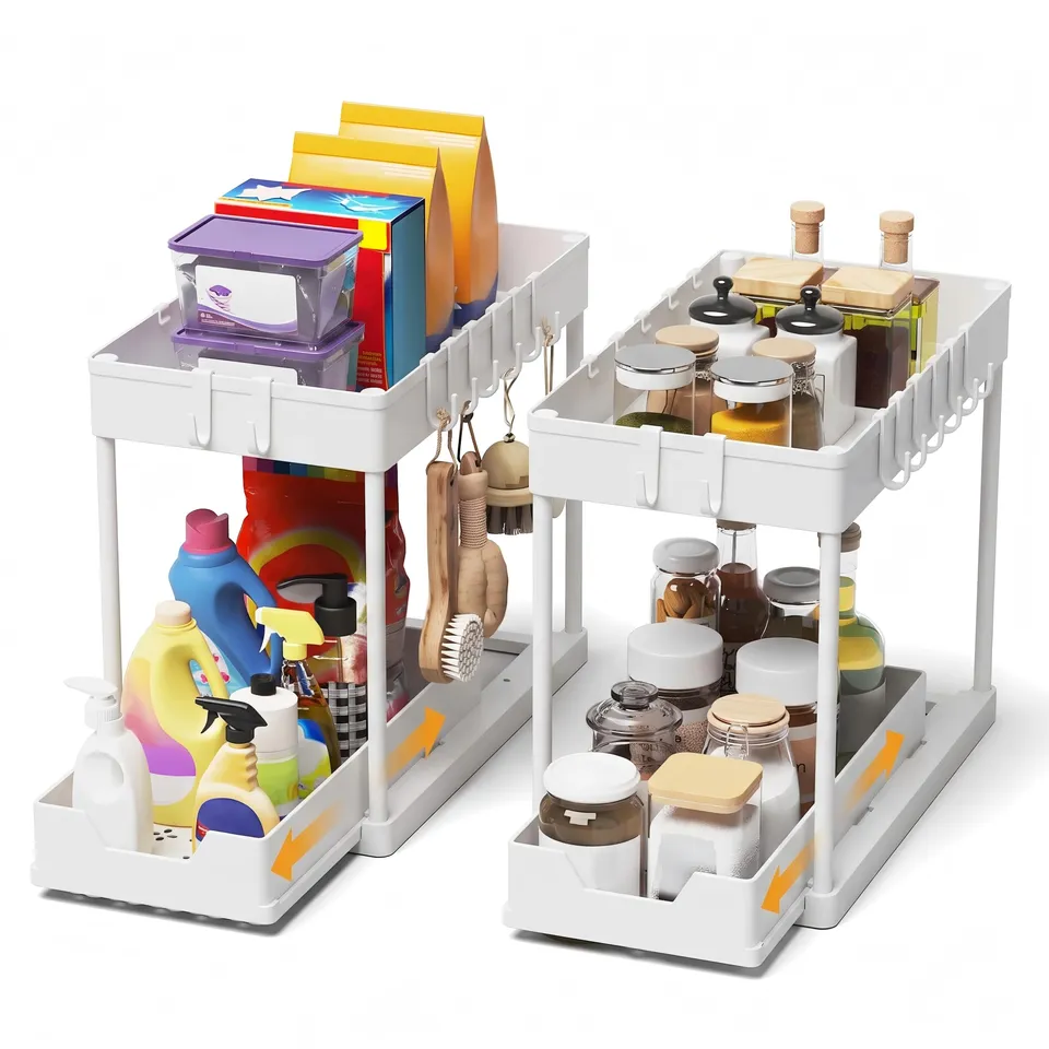 Meltrck Organizer Sottolavello 2 Livelli 2 Pezzi Bianco con Ganci