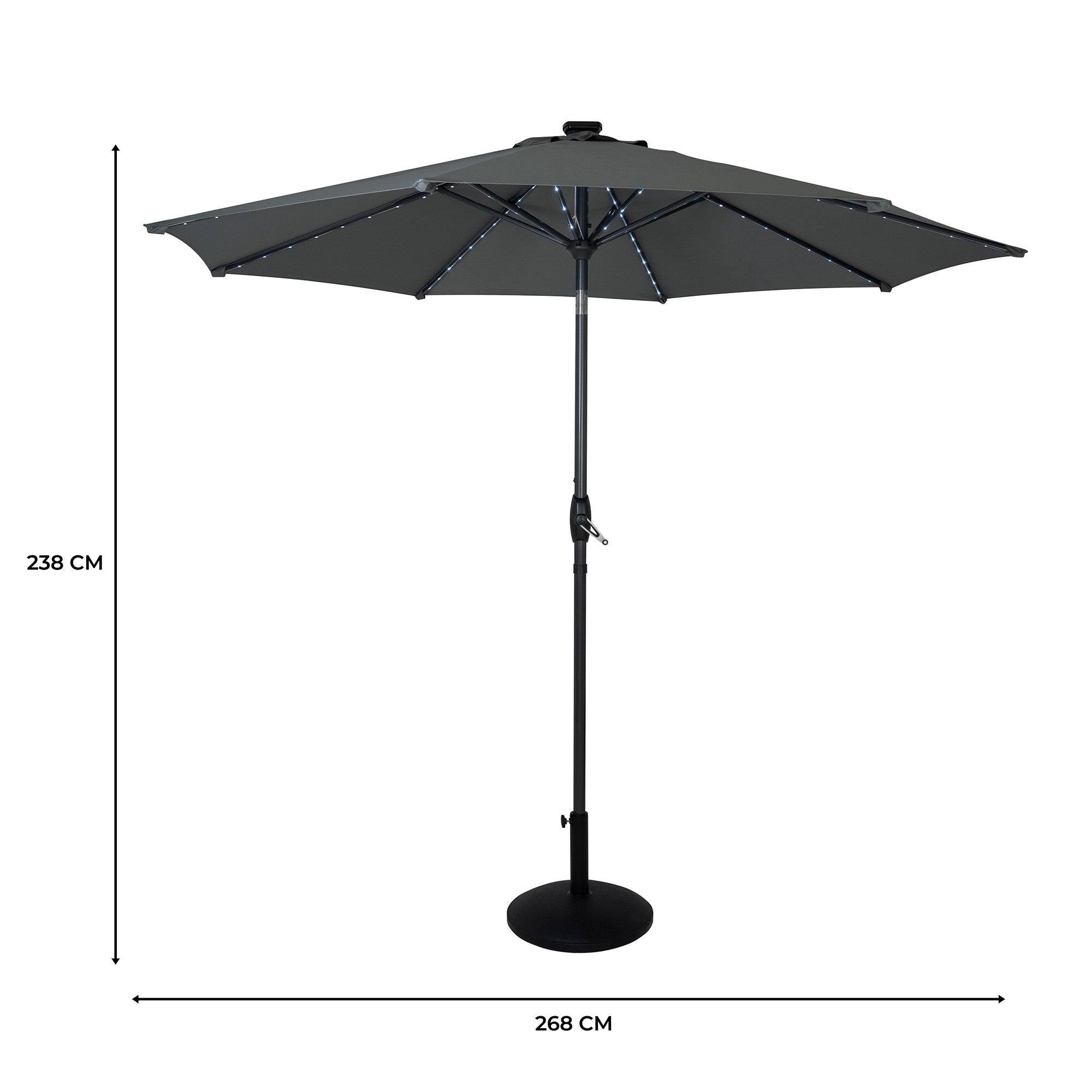 Q-Rax Mobili da Esterno 2,7m ombrellone grigio LED con base