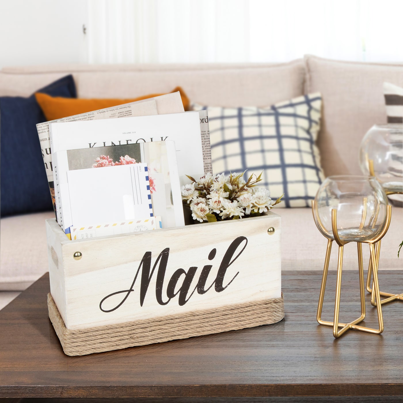 Jackcube Entryway Portalettere Legno Bianco da Tavolo