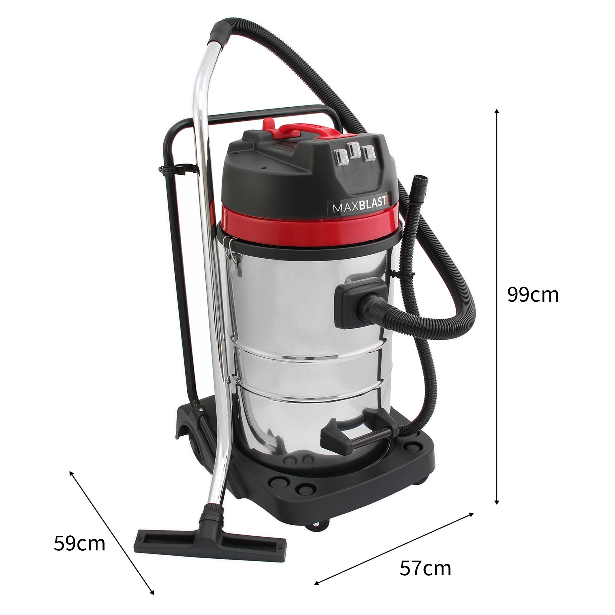Q-Rax Aspirapolvere Industriale 80L 3000W con 5 Accessori