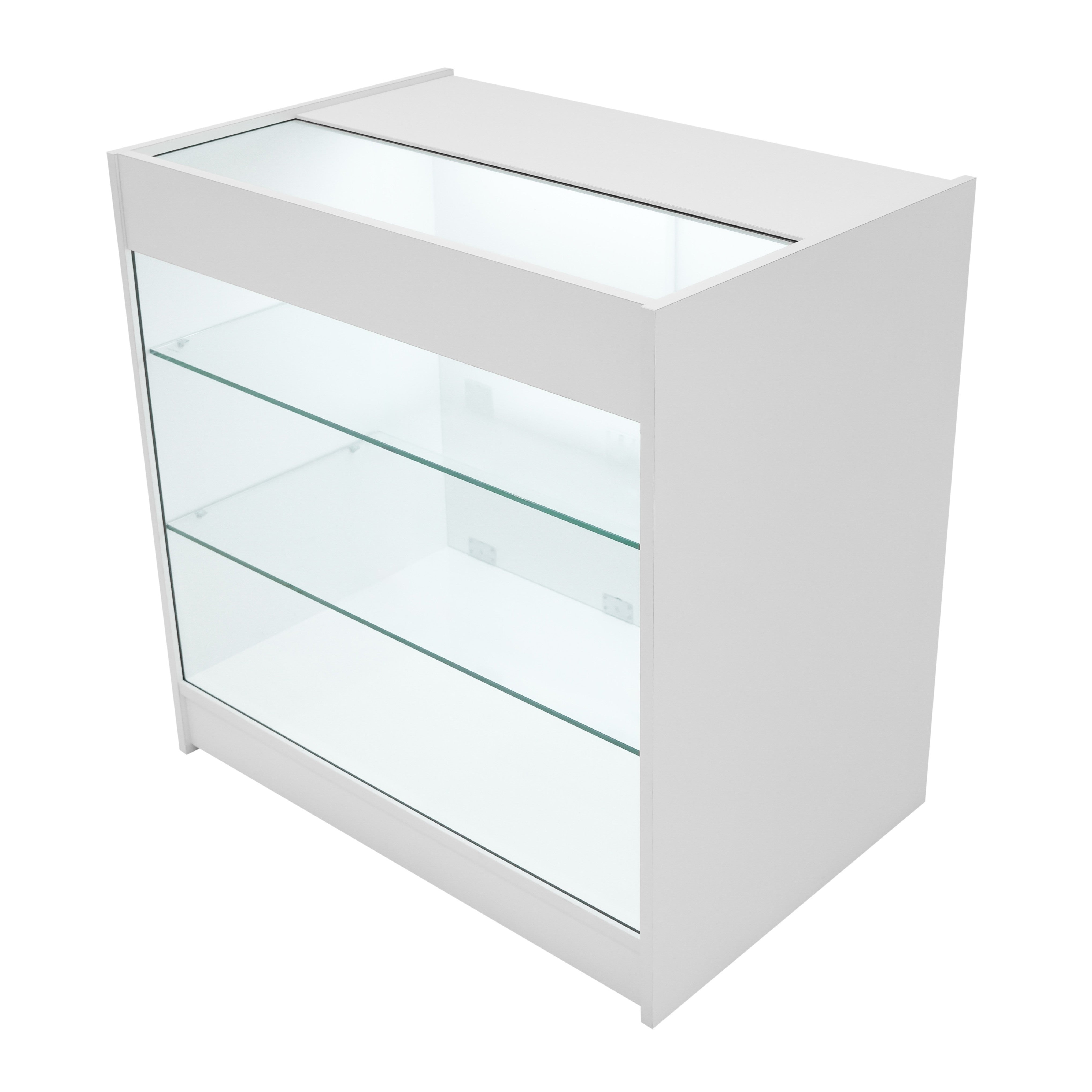 Q-Rax K900 Bancone Negozio LED Bianco Vetrina Vetro 3 Ripiani