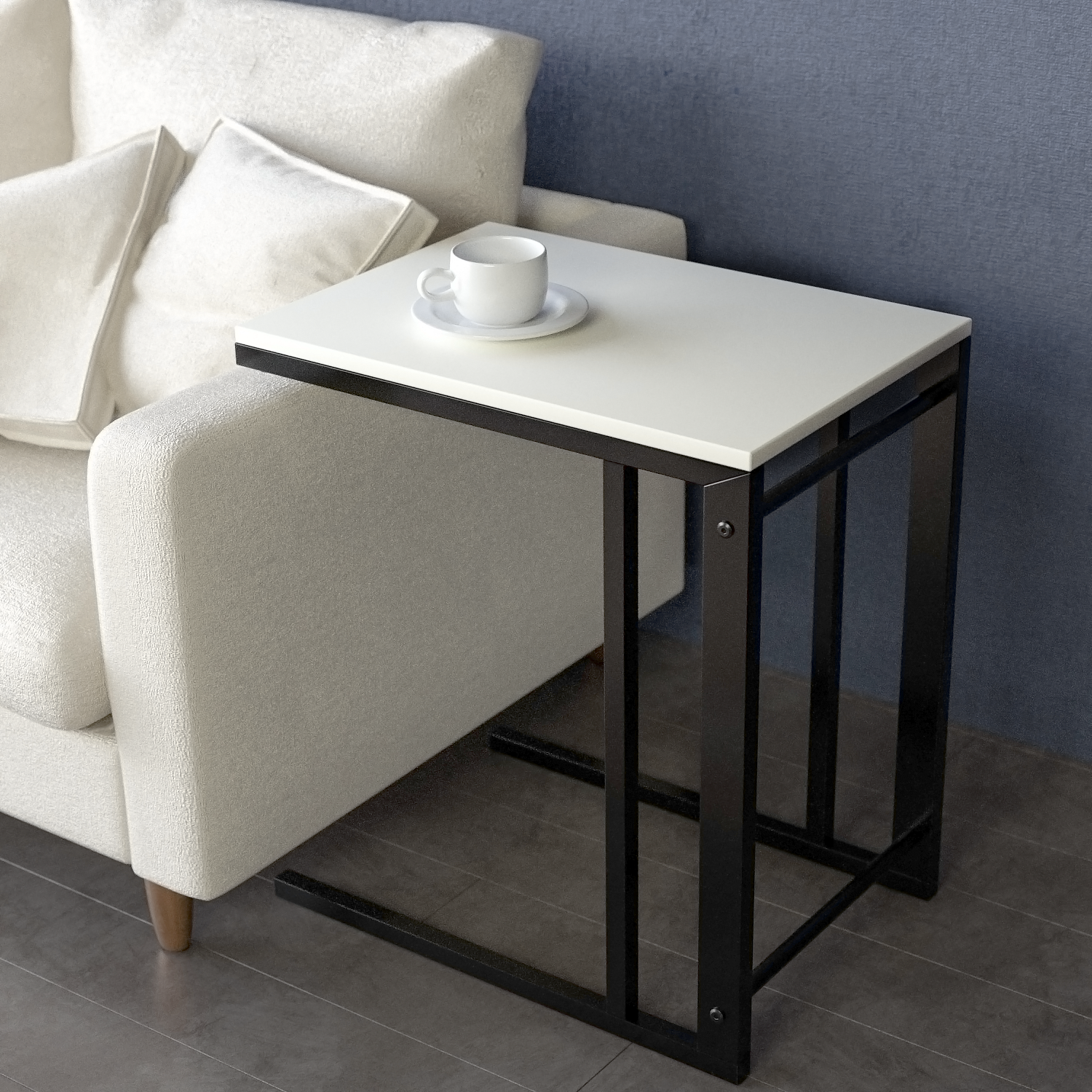 Jackcube Design Living Room tavolino a C bianco con rotelle