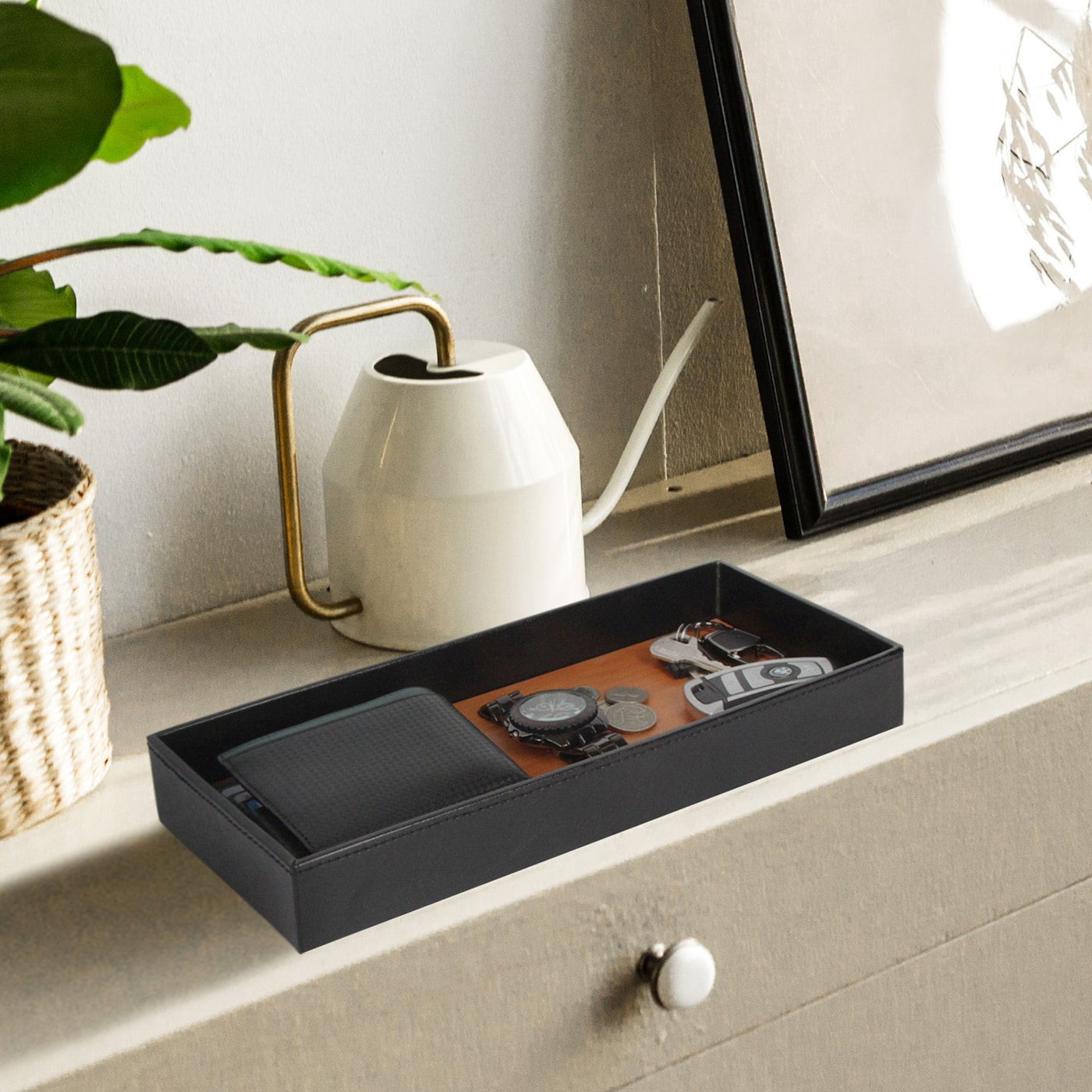 Jackcube Design Dressroom vassoio svuotatasche pelle nero bamboo
