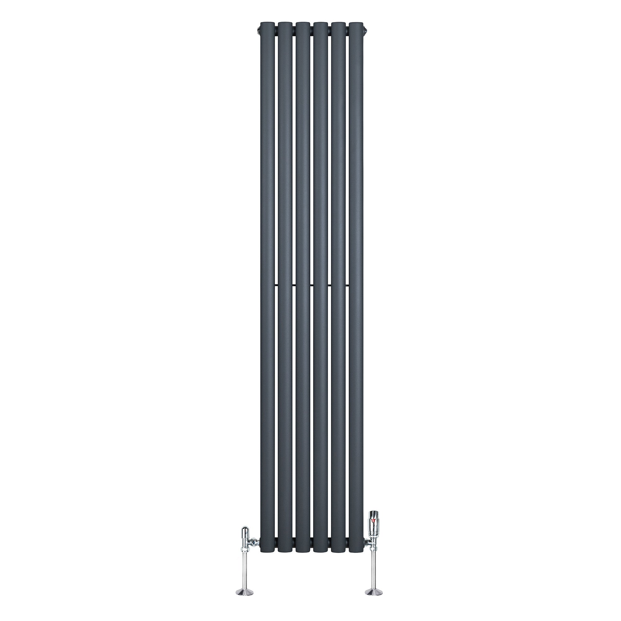 Q-Rax Radiatore Ovale Verticale 1800x360 mm Antracite Valvole