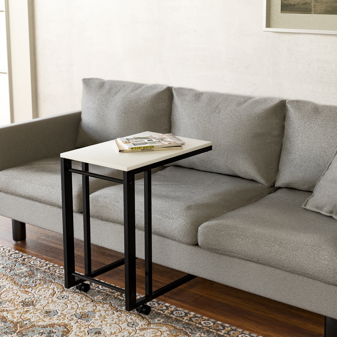 Jackcube Design Living Room tavolino a C bianco con rotelle