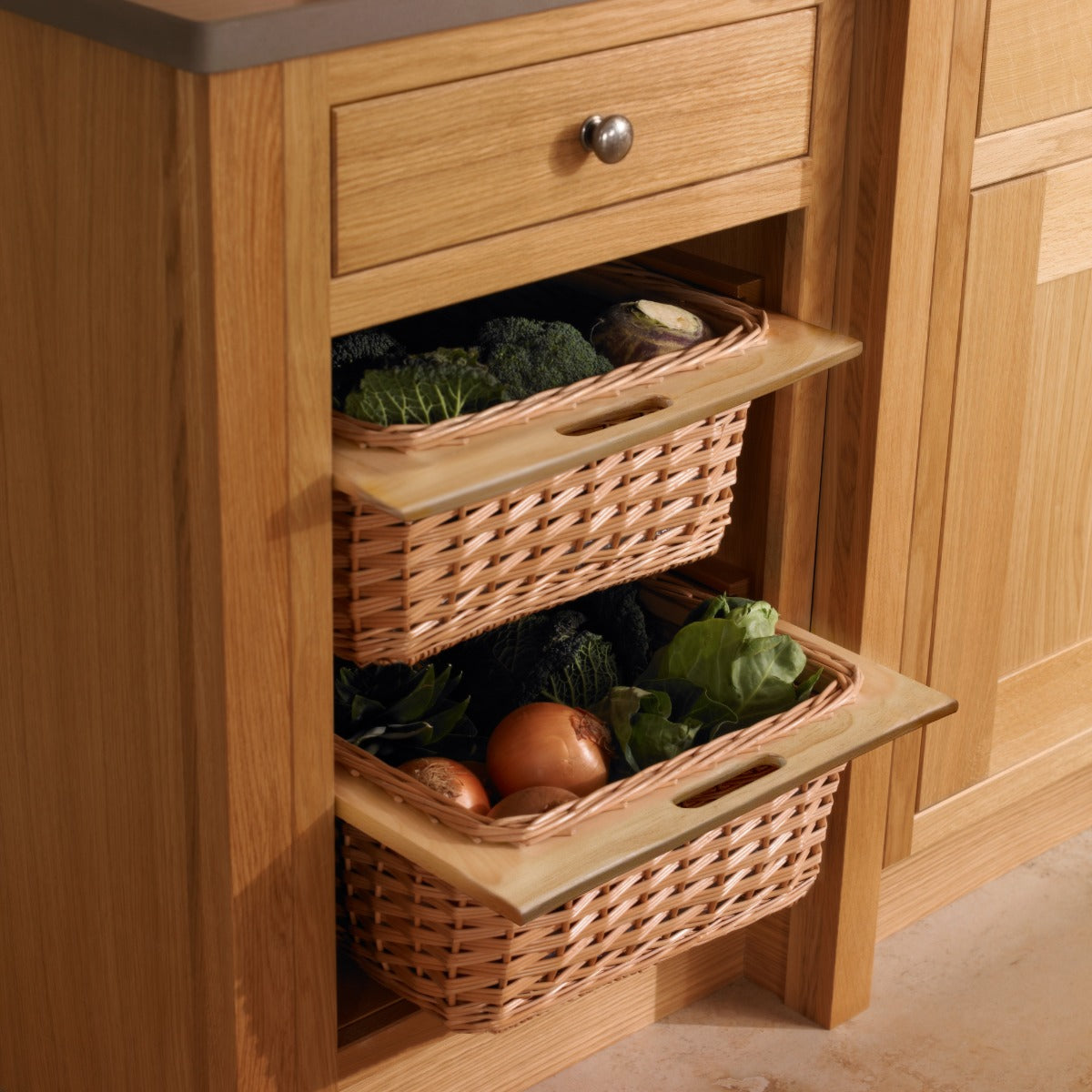 Q-Rax Cucina Cestelli Vimini 50cm Marrone 3 Cesti 10kg