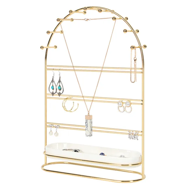 Jackcube Design Portagioie Oro 4 Ripiani con Vassoio Ceramica