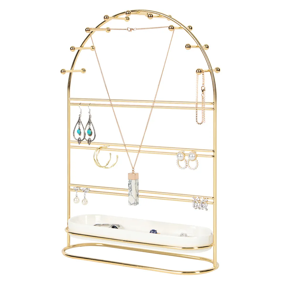 Jackcube Design Portagioie Oro 4 Ripiani con Vassoio Ceramica