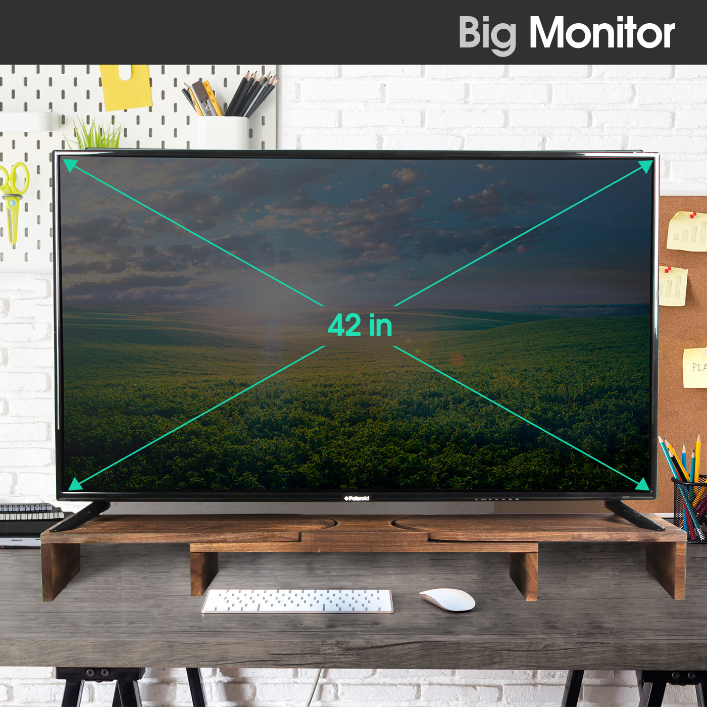 Jackcube Design Home Office Rustic Torched Wood Supporto Doppio Monitor Legno