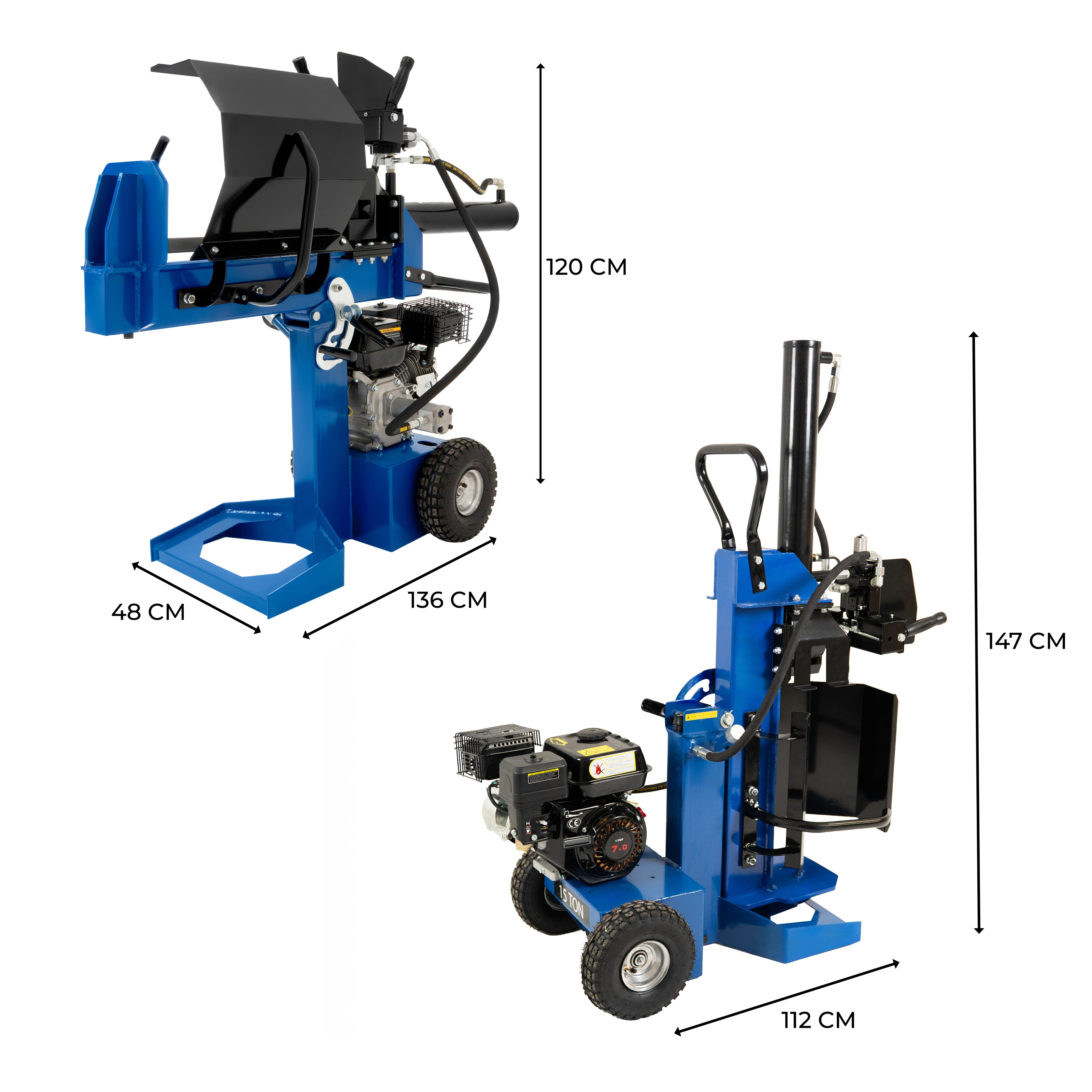 Q-Rax Spaccalegna Benzina 15T 7HP con Cuneo a Croce