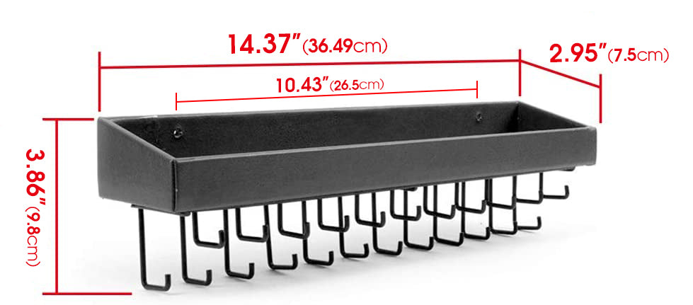 Jackcube Design Portagioie Parete 23 Ganci Mensola Nero
