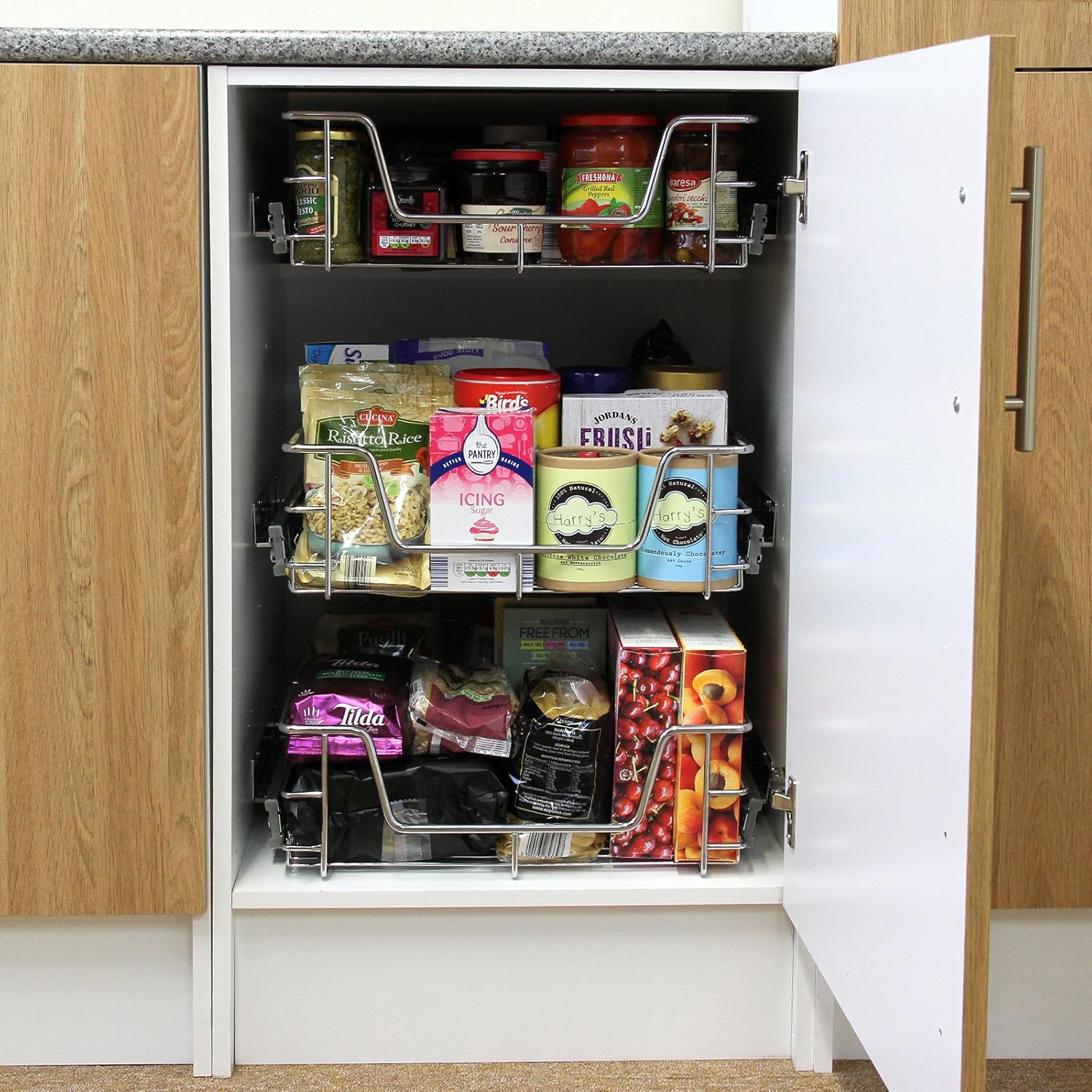 Q-Rax 3 cestelli cucina estraibili acciaio mobile 40cm