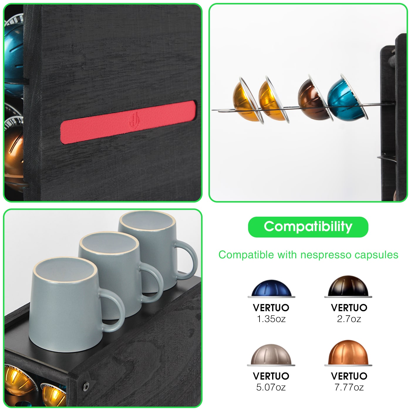 Jackcube Design portacapsule nero 4 piani 80 capsule Vertuo