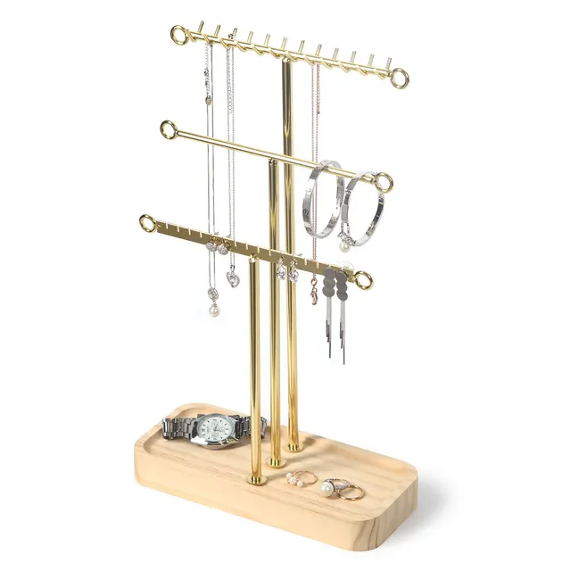 Jackcube Design porta gioielli albero oro 3 piani legno