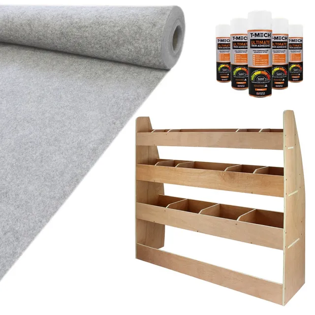 Q-Rax Scaffale Furgone VW Caddy + Moquette Grigio Argento