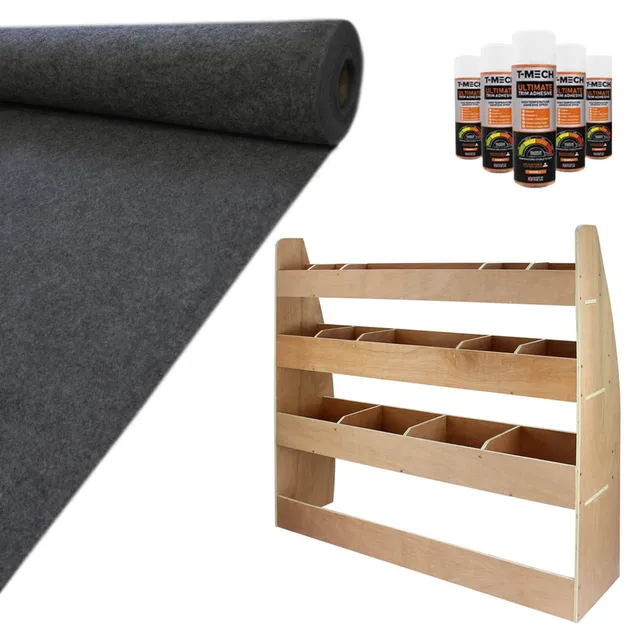 Q-Rax VW Caddy SWB Scaffale Furgone + Moquette Grigia 11mq