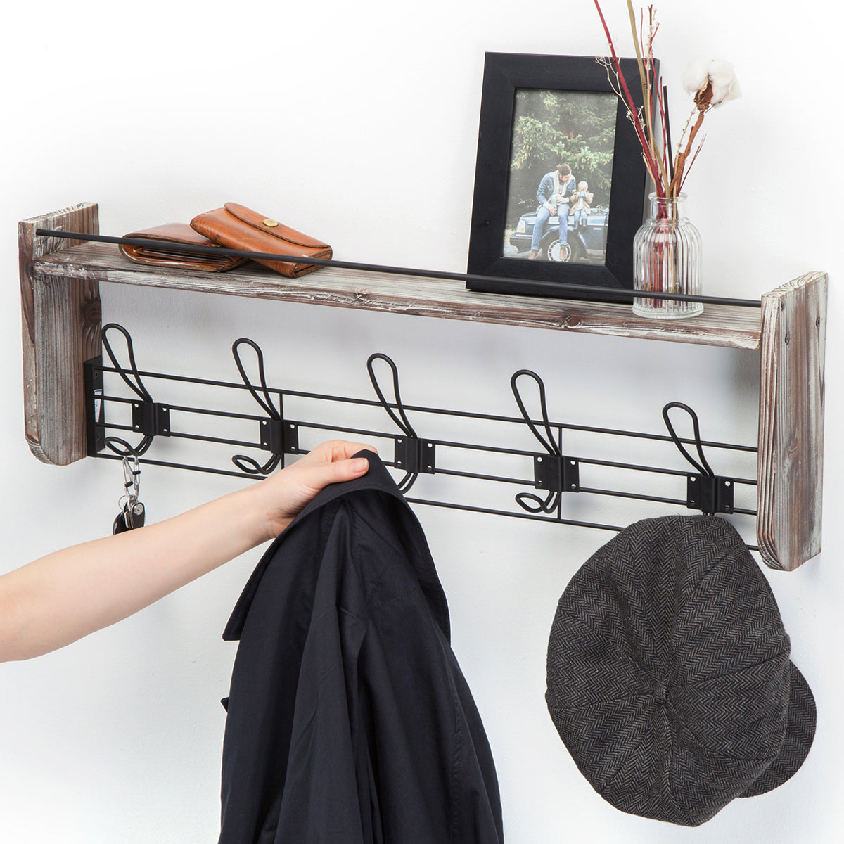 Jackcube Design Entryway Mensola Appendiabiti 5 Ganci 71 cm