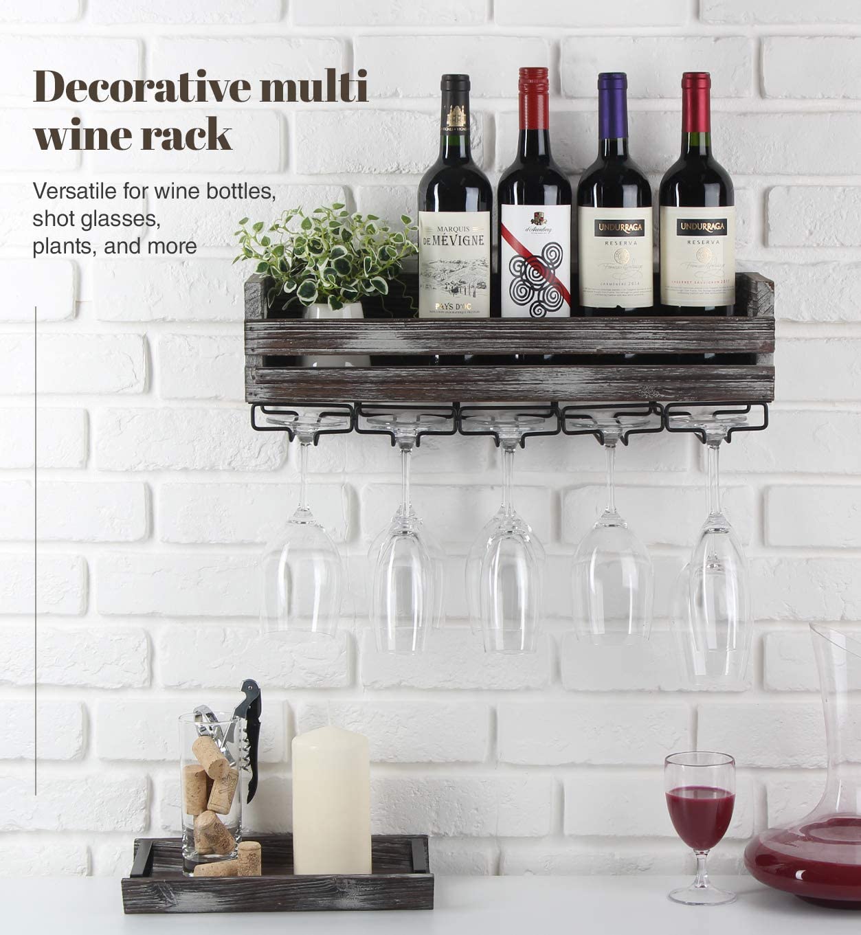 Jackcube Design Kitchen Portabottiglie Parete Legno 6 Bottiglie