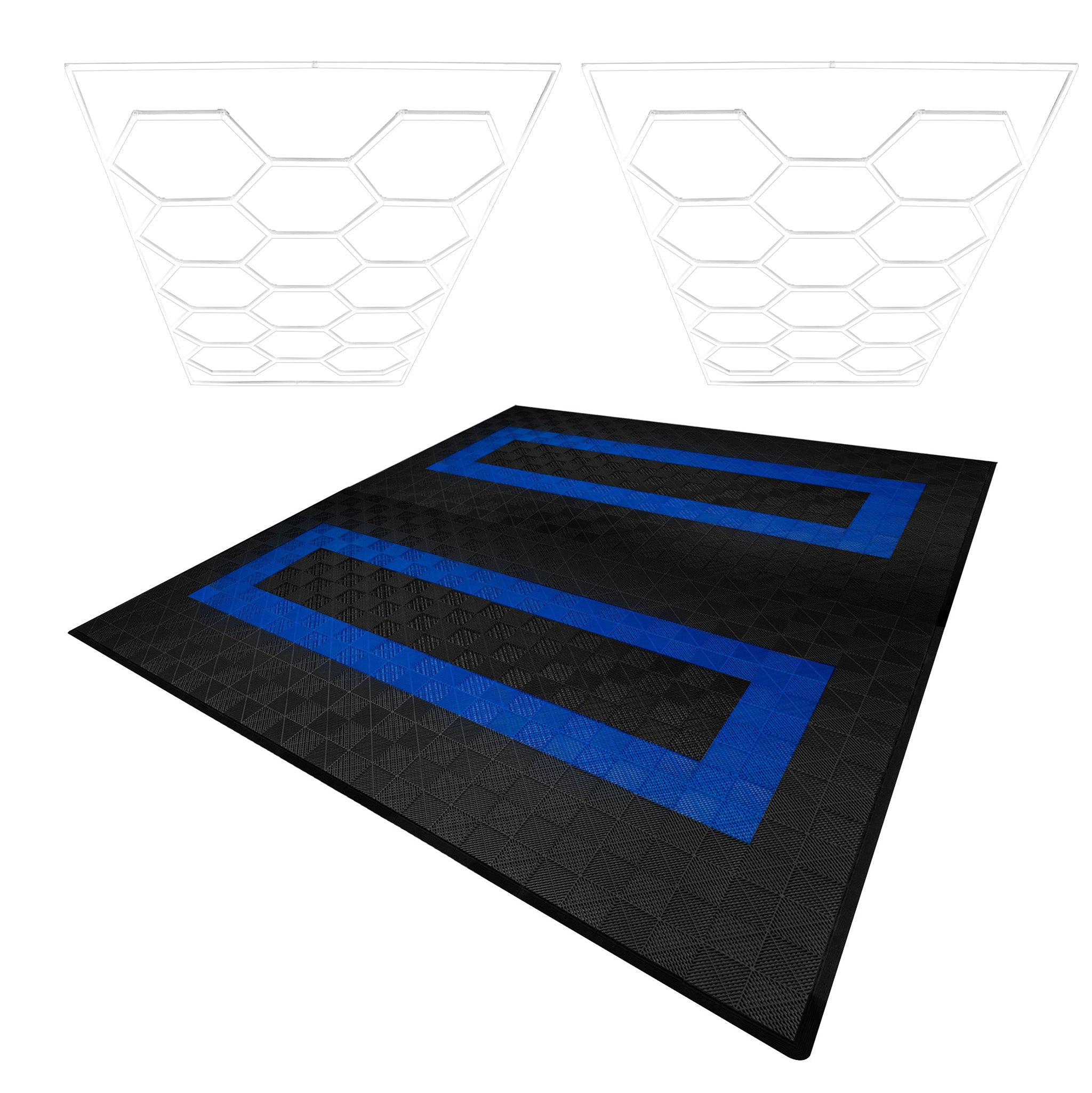 Q-Rax Piastrelle Pavimento Garage Nere Blu 36mq LED