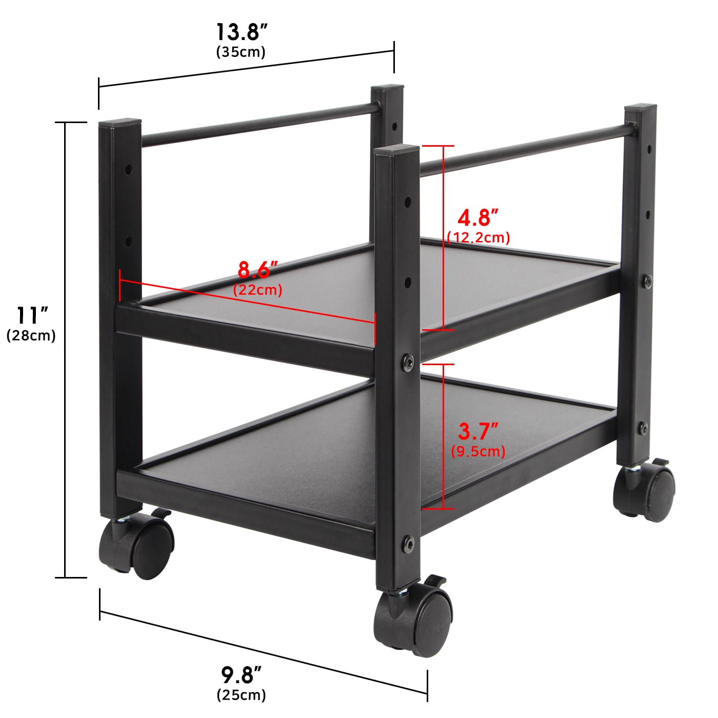 Jackcube Design Home Office supporto PC 2 ripiani nero