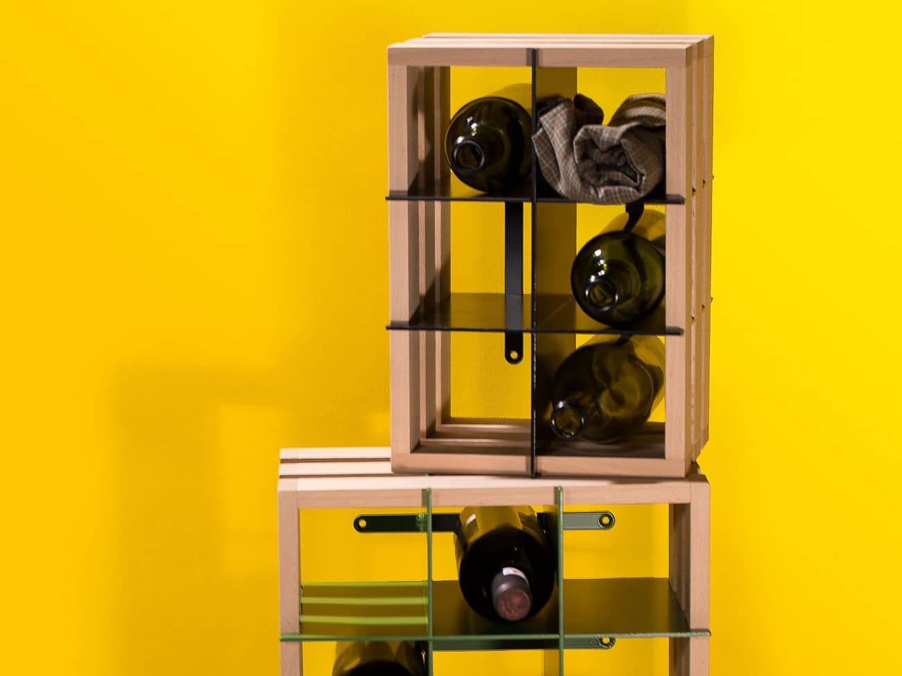 Officinanove Di Vino portabottiglie appoggio e parete acciaio legno