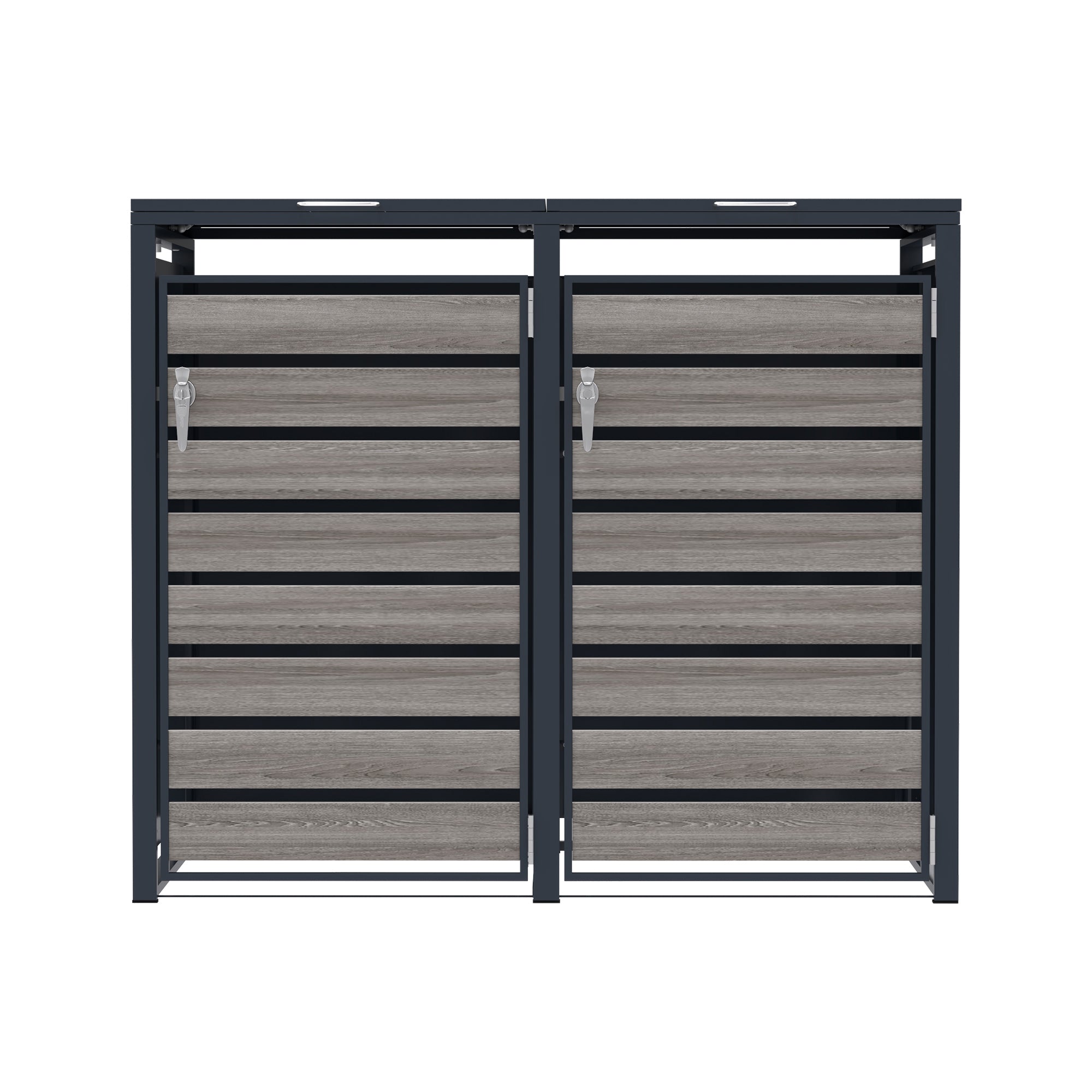 Q-Rax Copertura Doppia Bidoni 2x240L Antracite Legno Metallo
