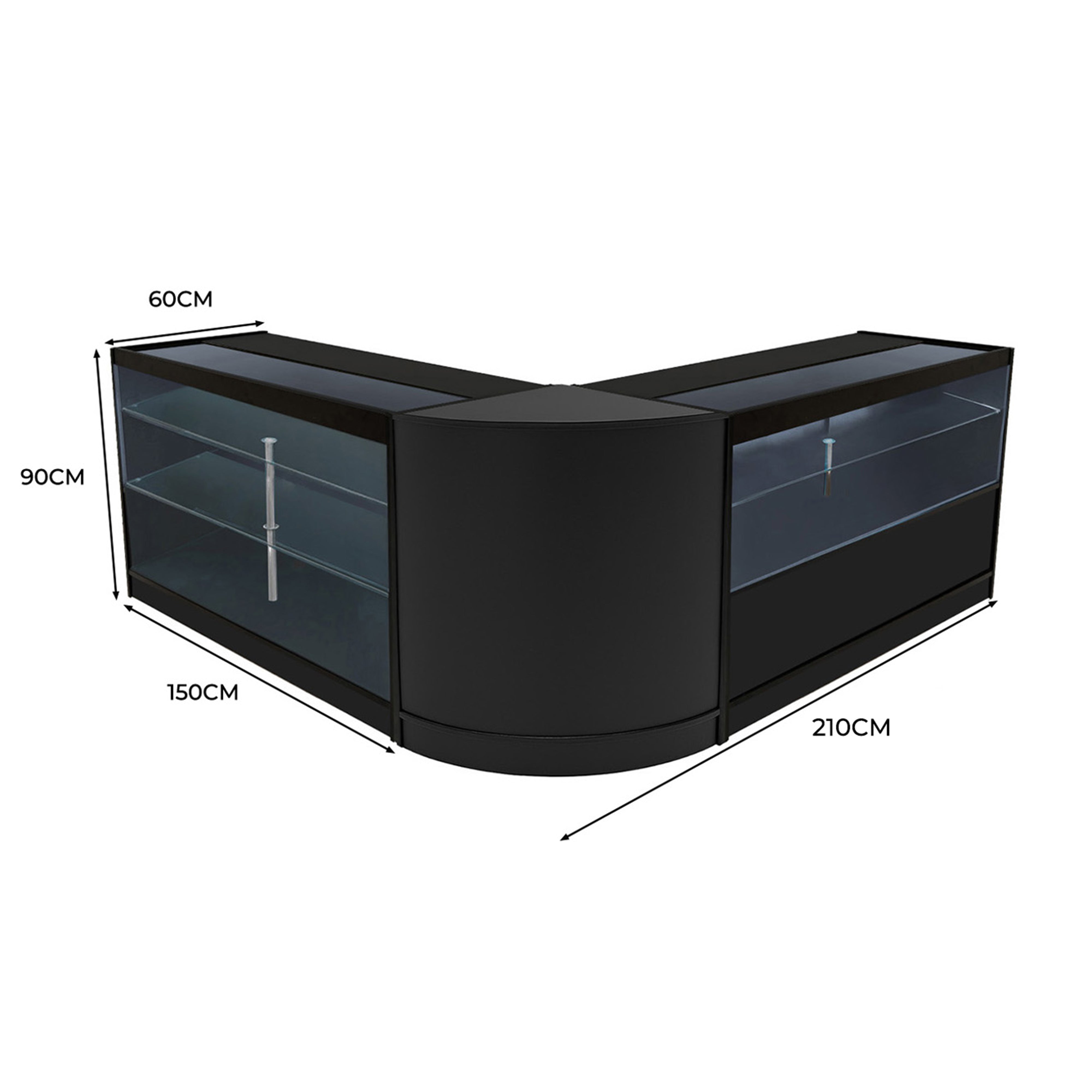 Q-Rax Hera Set K1500+C1500+CM60 Bancone Negozio Nero LED