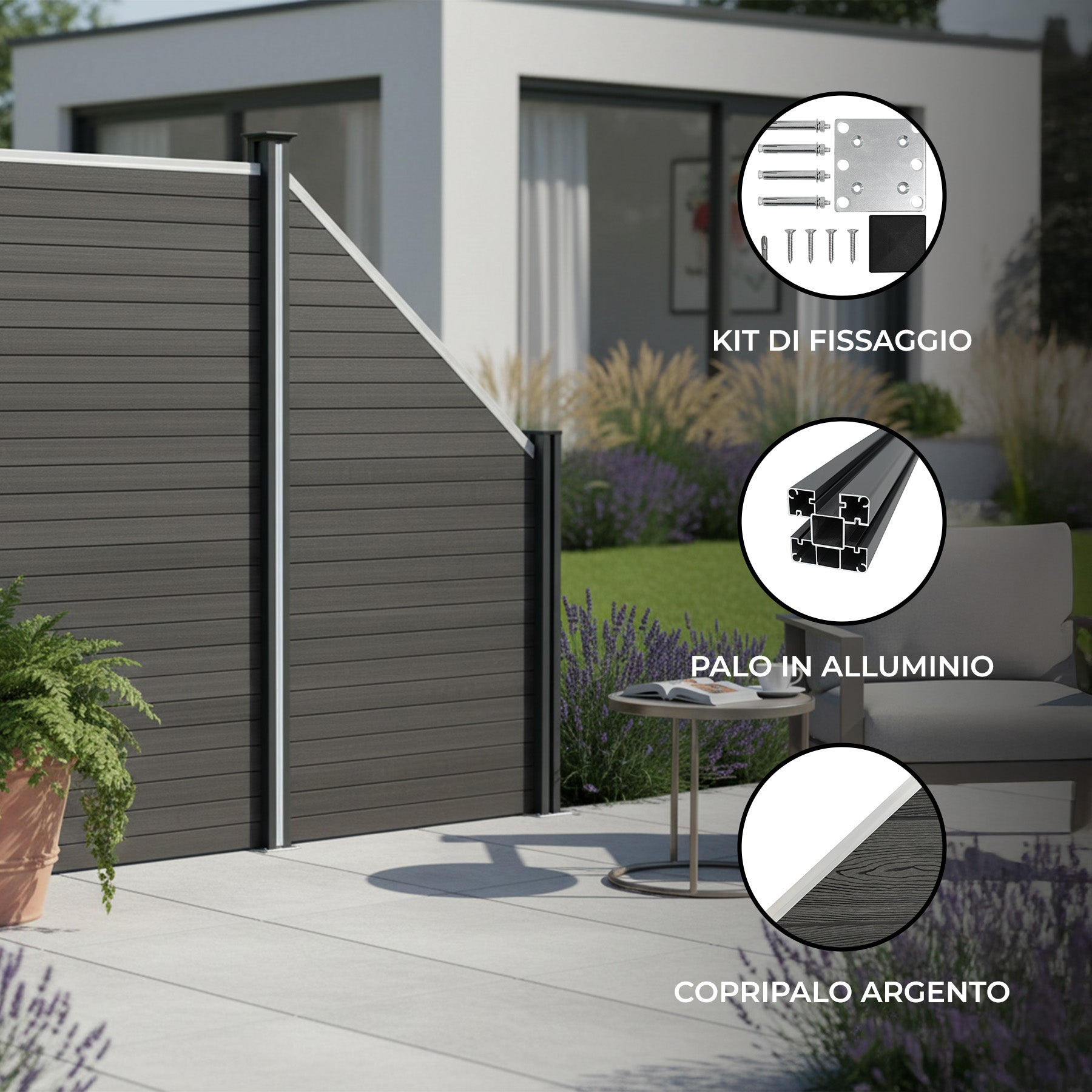 Q-Rax Deposito all'Aperto Pannello Recinzione Angolare Grigio